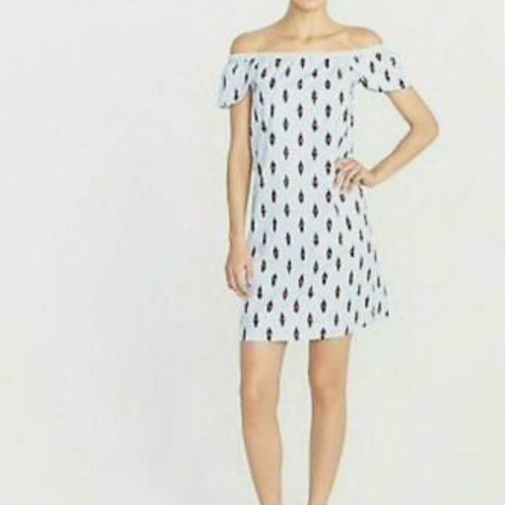 JCrew off the shoulder dress - “pale sea ikat”
